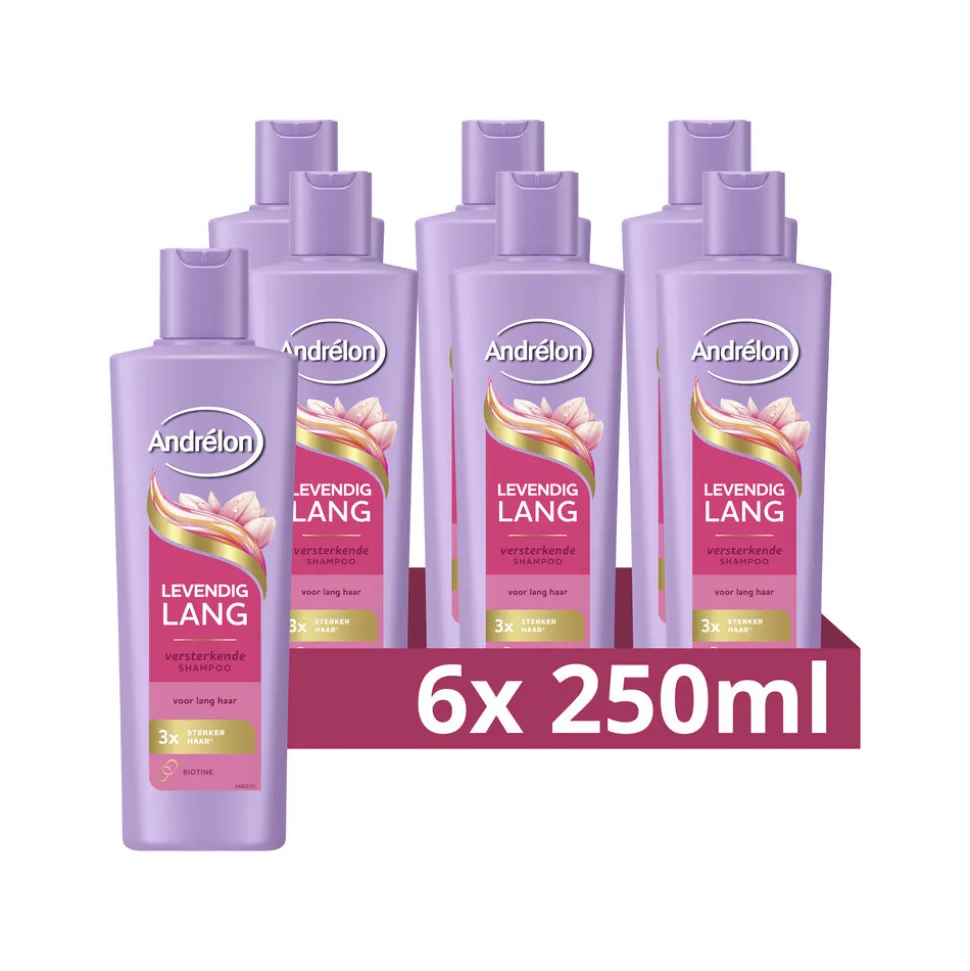 6x Andrélon Shampoo Levendig Lang 250 ml