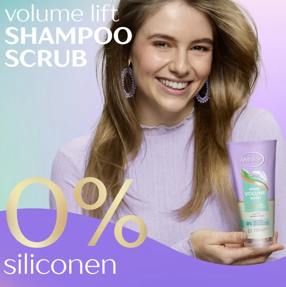 6x Andrélon Shampoo Scrub Kokos Volume Boost 200 ml