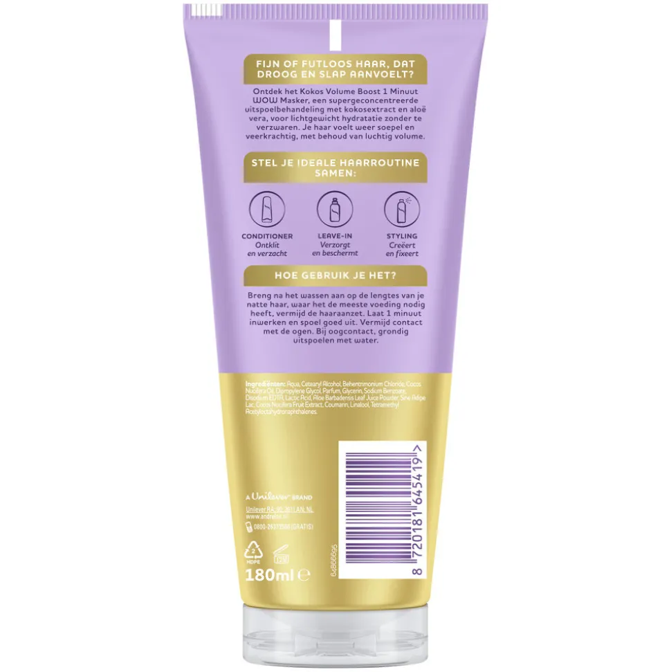 6x Andrélon WOW Masker Kokos Volume Boost 180 ml