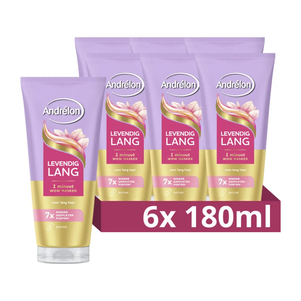 6x Andrélon WOW Masker Levendig Lang 180 ml