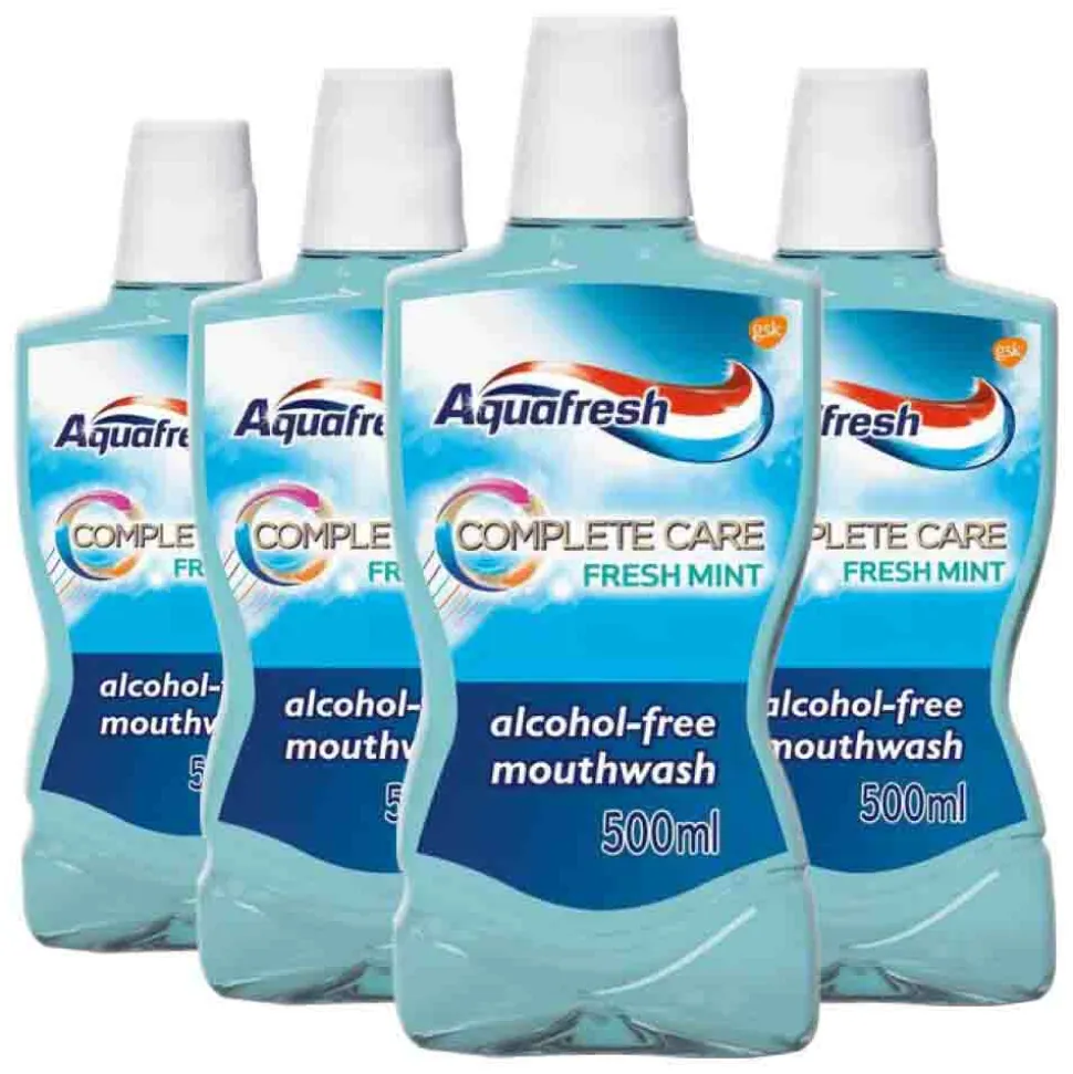 4x Aquafresh Mondwater Complete Care Fresh Mint 500 ml