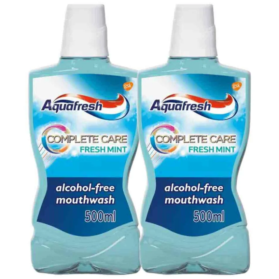 2x Aquafresh Mondwater Complete Care Fresh Mint 500 ml