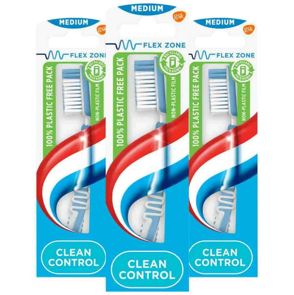 3x Aquafresh Tandenborstel Clean Control Medium