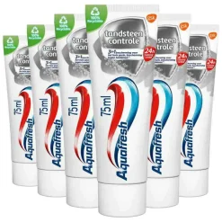 6x Aquafresh Tandpasta Tandsteen Controle Frisse Adem 75 ml