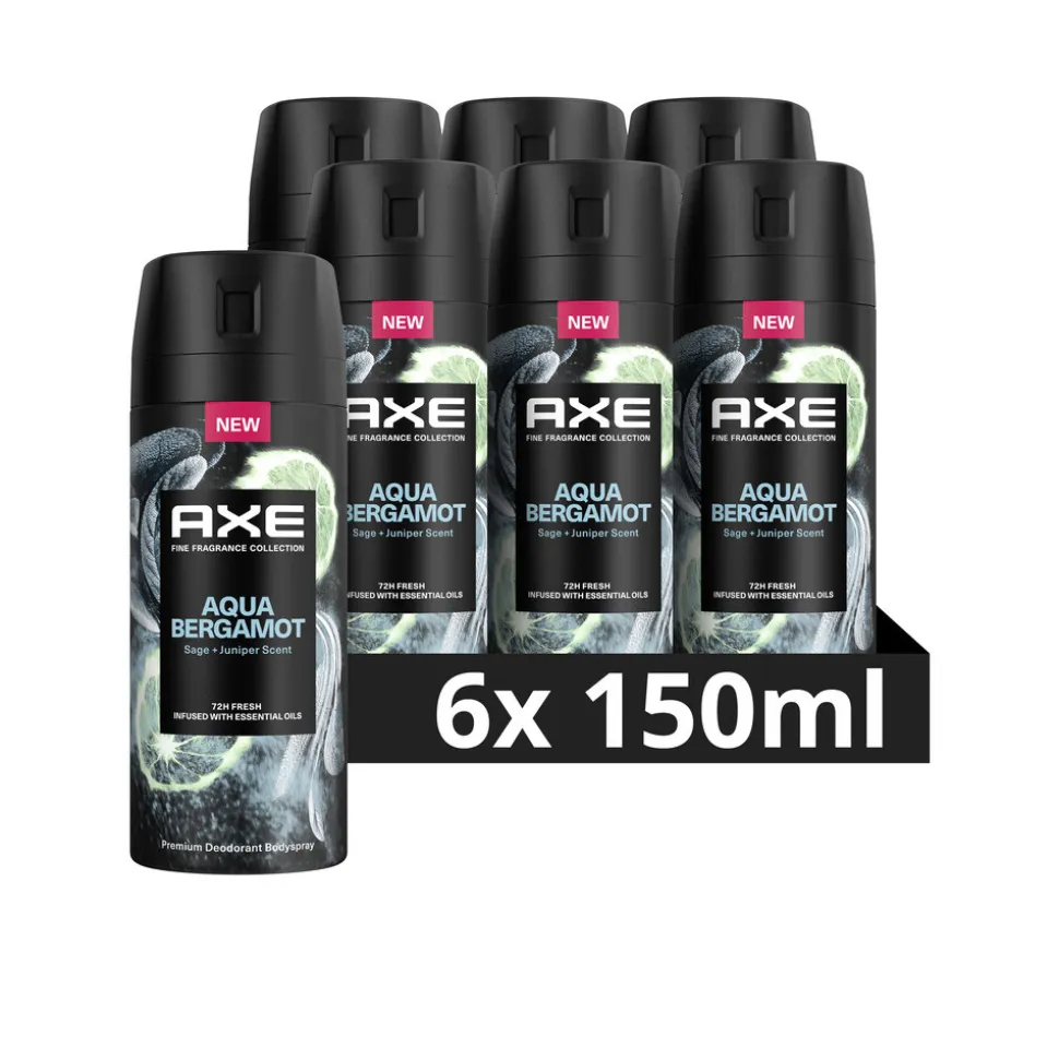 6x Axe Deodorant Bodyspray Aqua Bergamot 150 ml