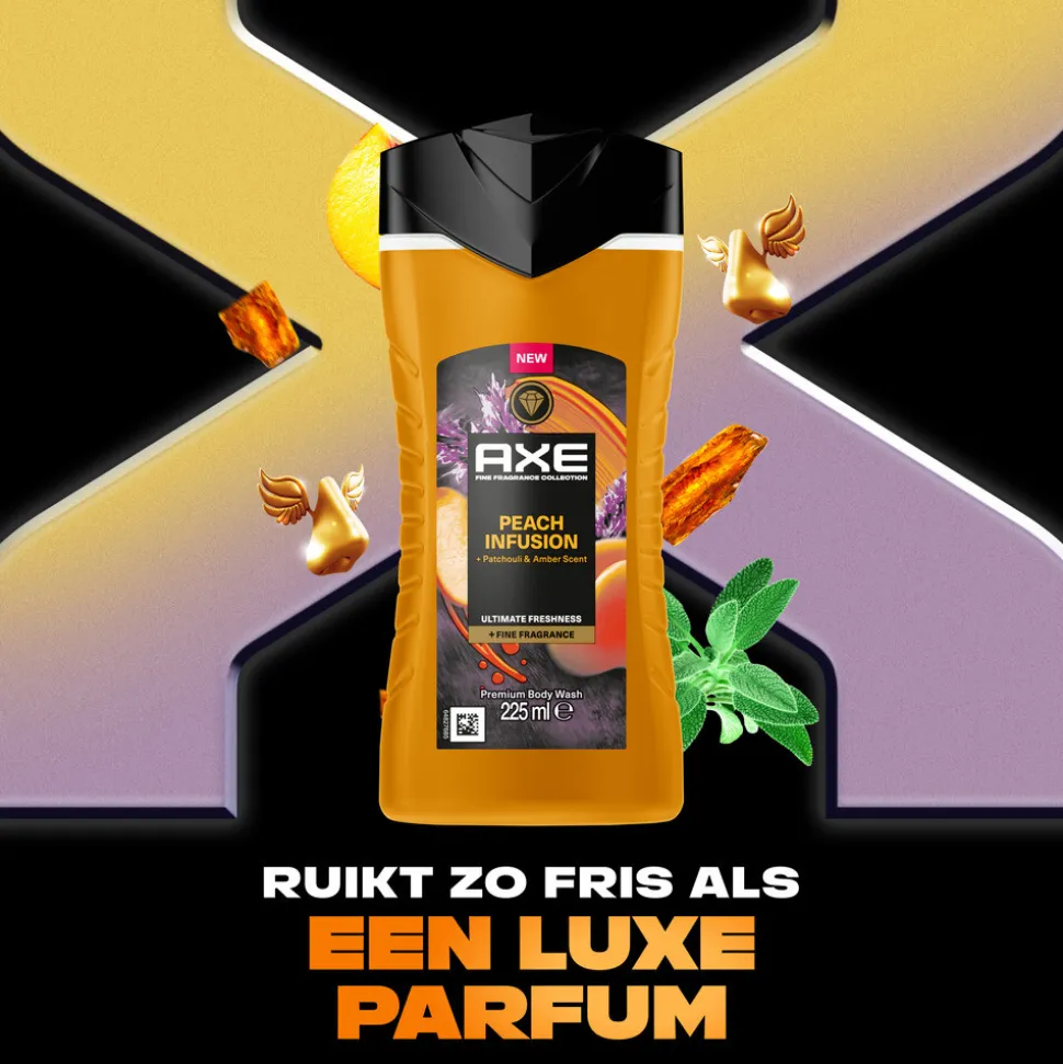 6x Axe Douchegel Peach Infusion 225 ml