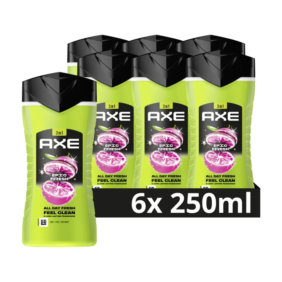 6x Axe 3-in-1 Douchegel Epic Fresh 250 ml