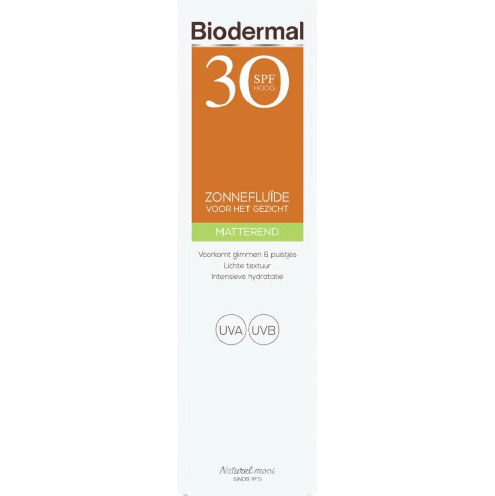 2x Biodermal Zonnefluïde Gezicht Matterend SPF 30 40 ml