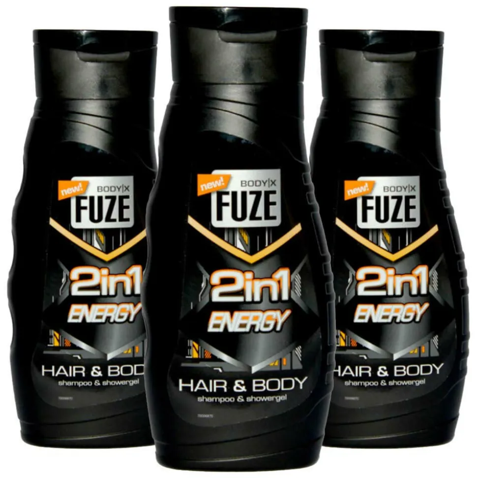 3x Body-X Fuze Douchegel Hair & Body Energy 300 ml