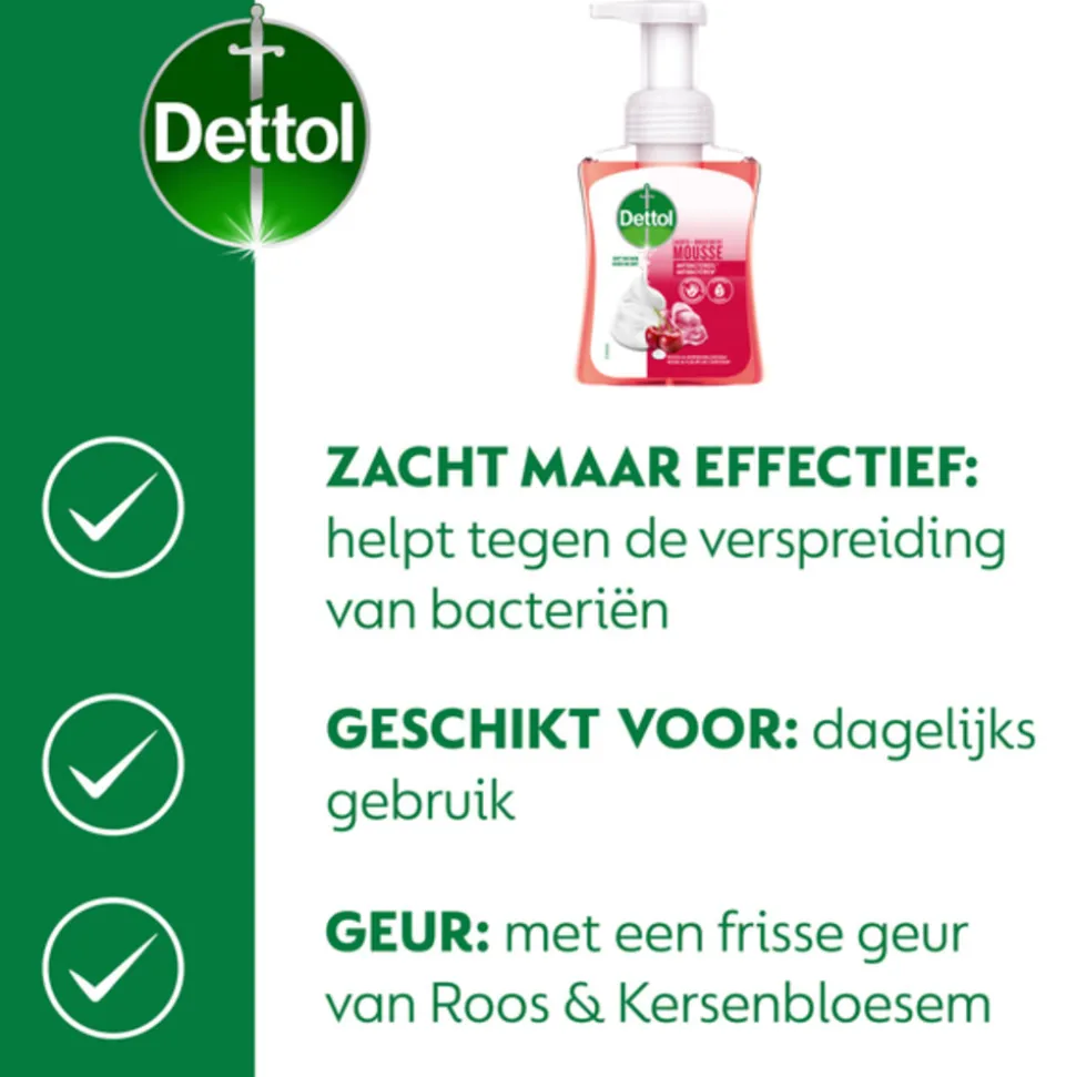 6x Dettol Foam Handzeep Rozen & Kers 250 ml