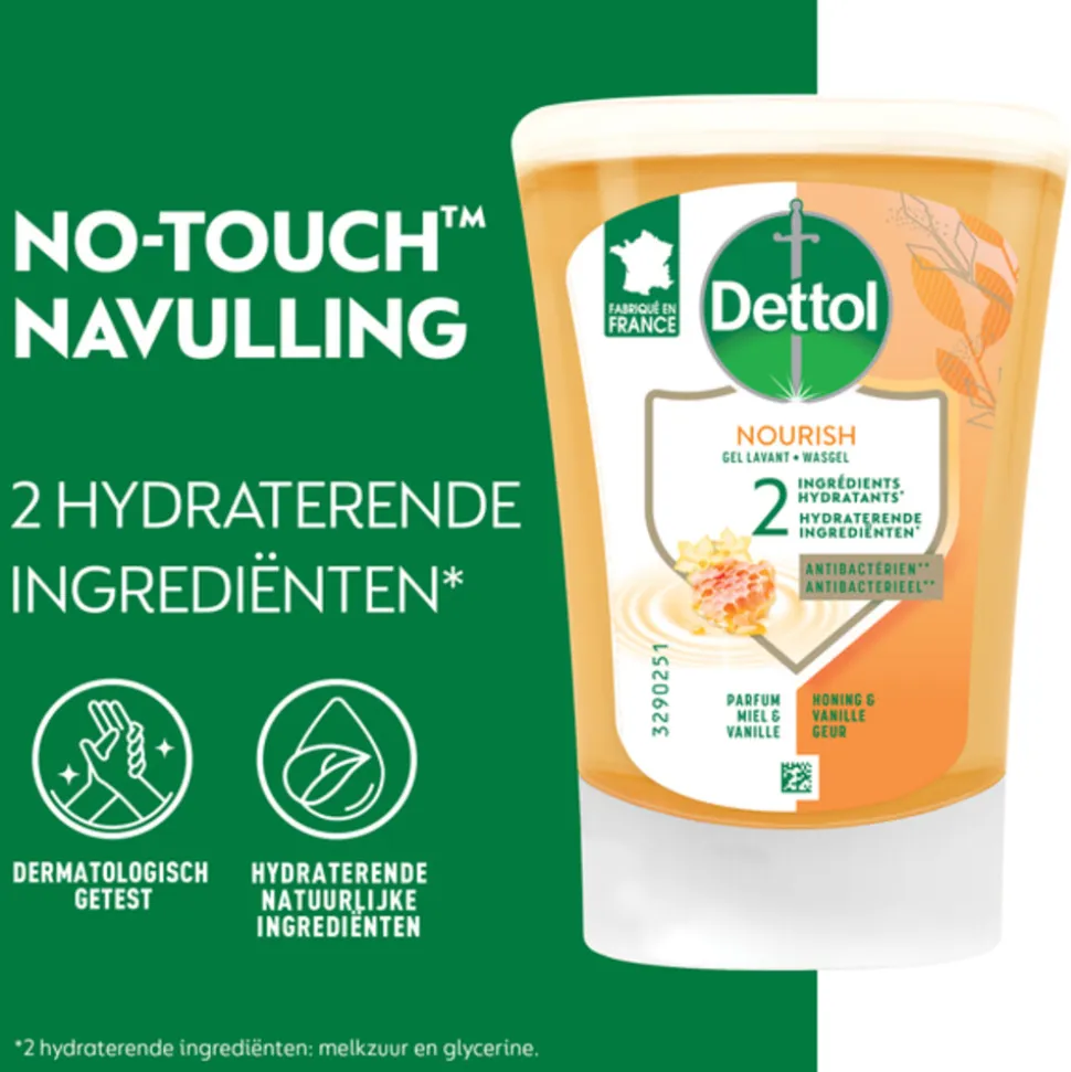 3x Dettol No-Touch Handzeep Refill Extra Care Honey & Sheabutter 250 ml
