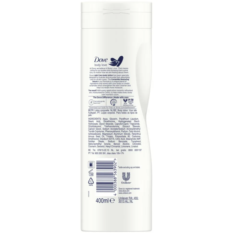 6x Dove Bodylotion Light Care 400 ml
