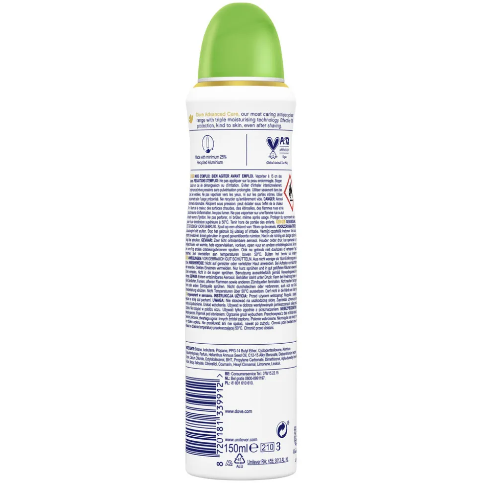 6x Dove Deodorant Spray Advanced Care Cucumber & Green Tea 150 ml