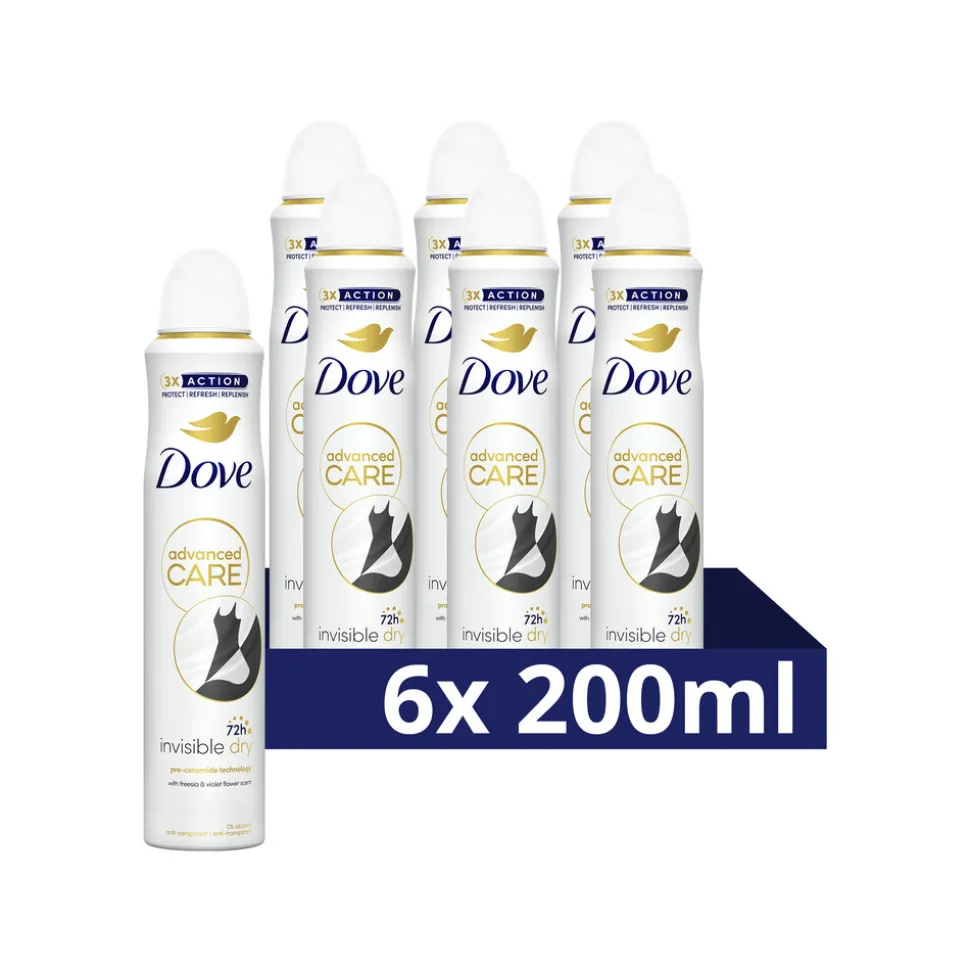6x Dove Deodorant Spray Invisible Dry 200 ml