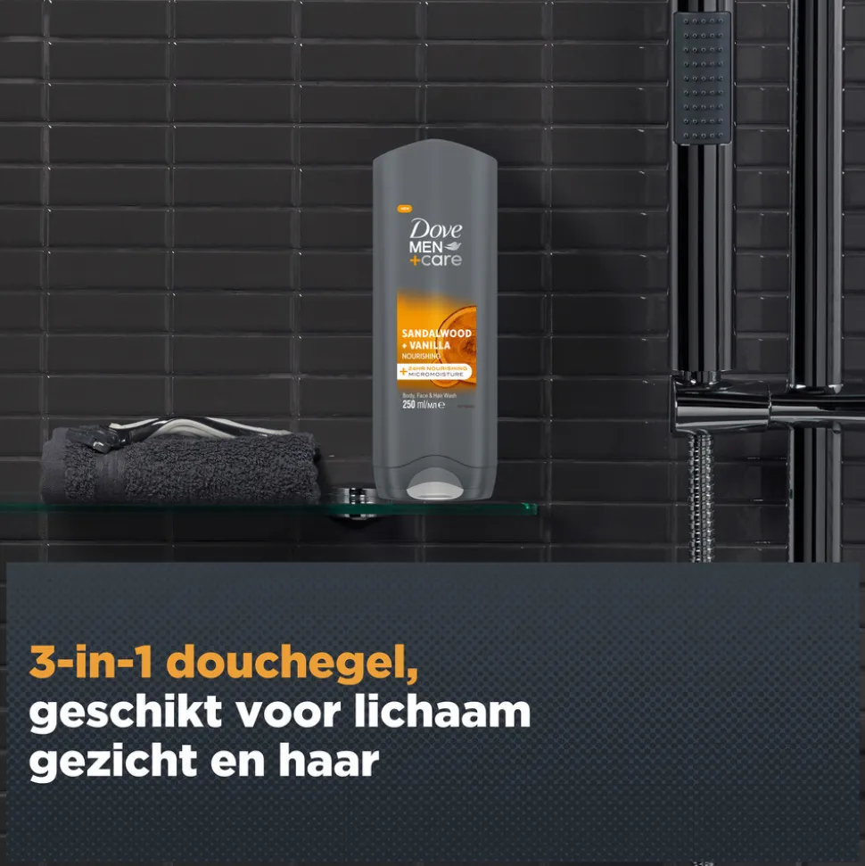 6x Dove Douchegel Men+ Care Sandalwood & Vanilla 250 ml