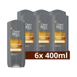6x Dove Douchegel Men+ Care Sandalwood & Vanilla 400 ml