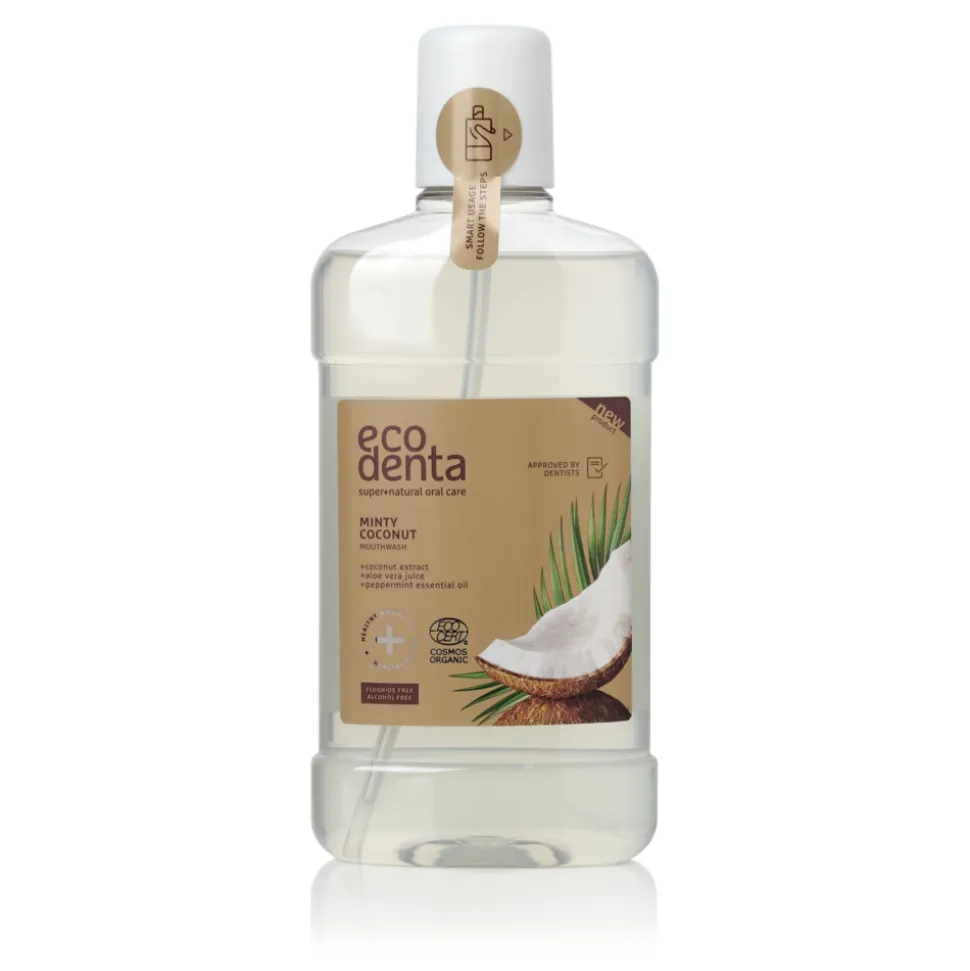 2x Ecodenta Mondwater Cosmos Organic Munt & Kokos 500 ml