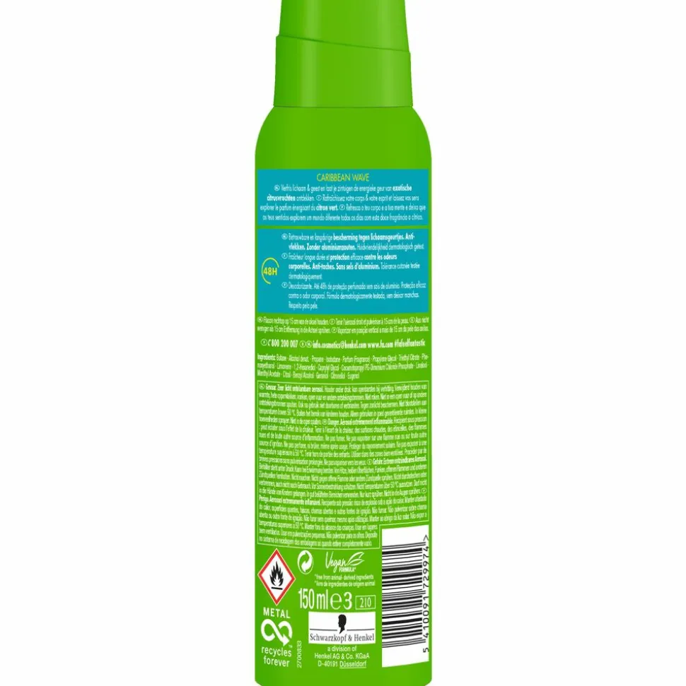6x Fa Deodorant Spray Caribbean Lemon 150 ml