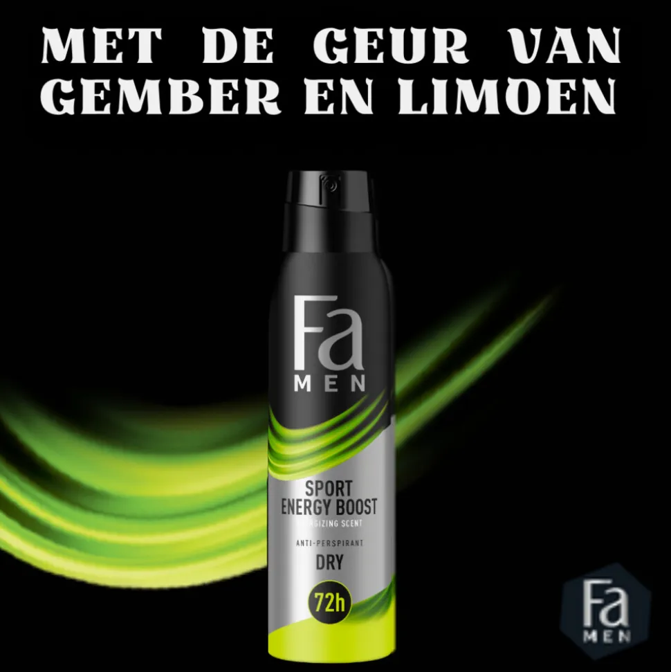 6x Fa Men Deodorant Spray Sport Energy Boost 150 ml