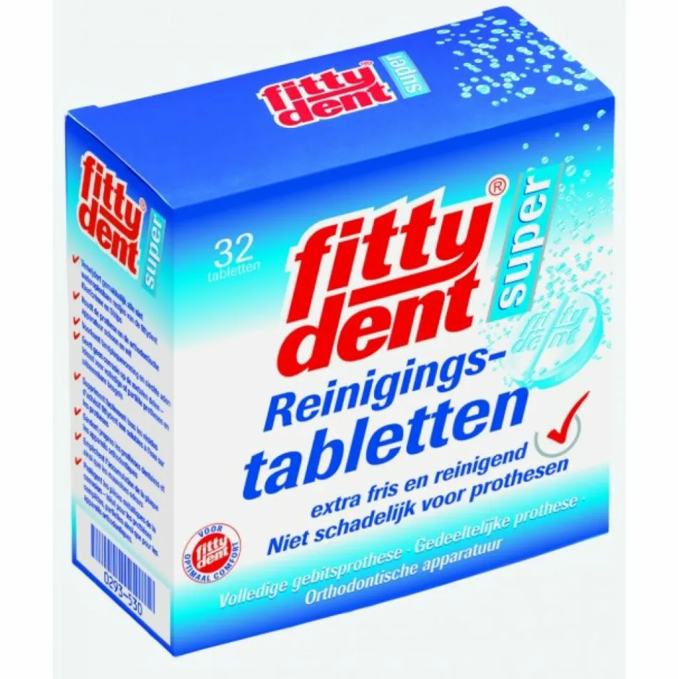 4x Fittydent Reinigingstabletten 32 stuks