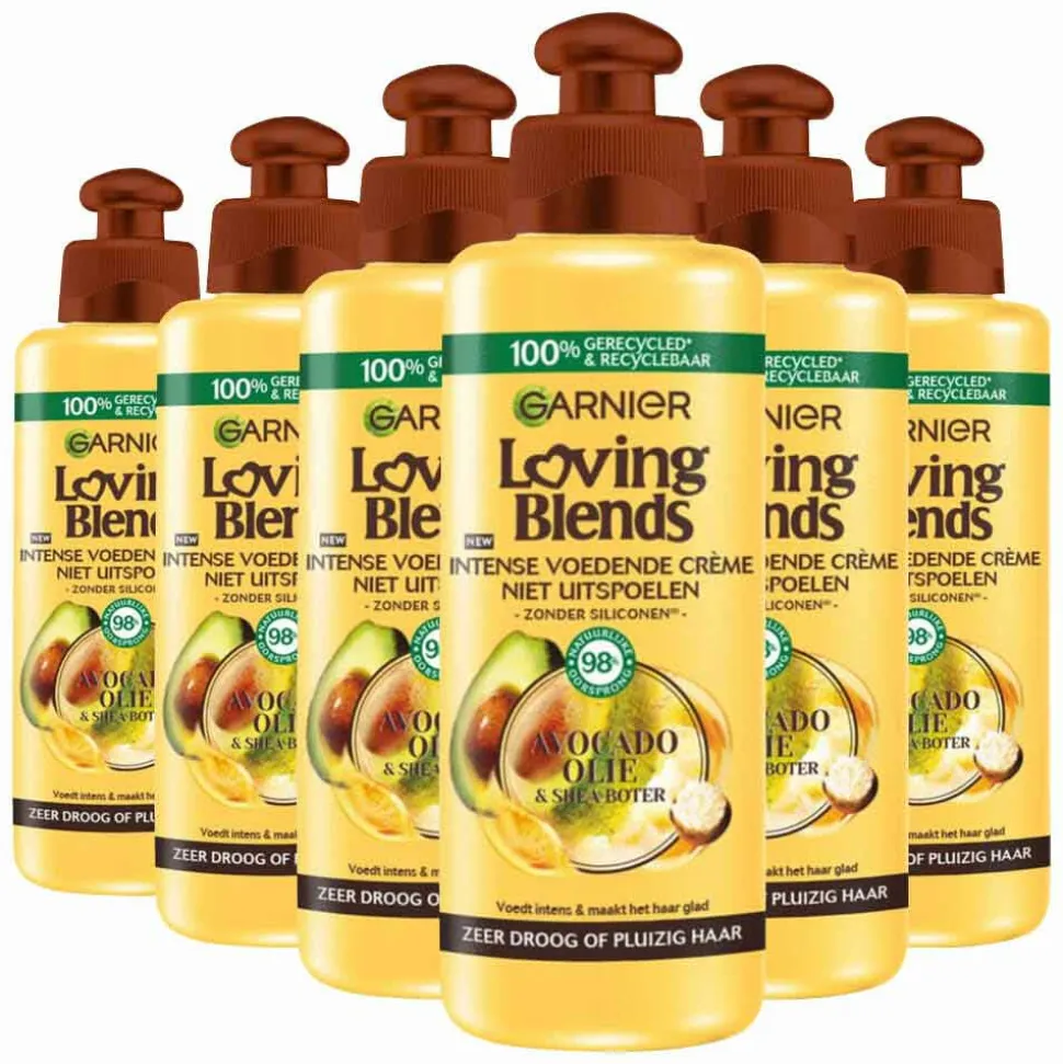 6x Garnier Loving Blends Avocado Olie en Shea Boter Leave-in Crème 200 ml