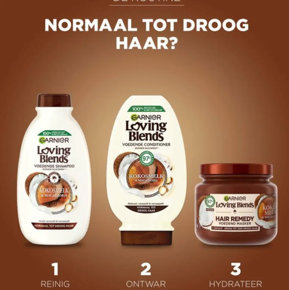 6x Garnier Loving Blends Kokosmelk en Macadamia Haarmasker 340 ml