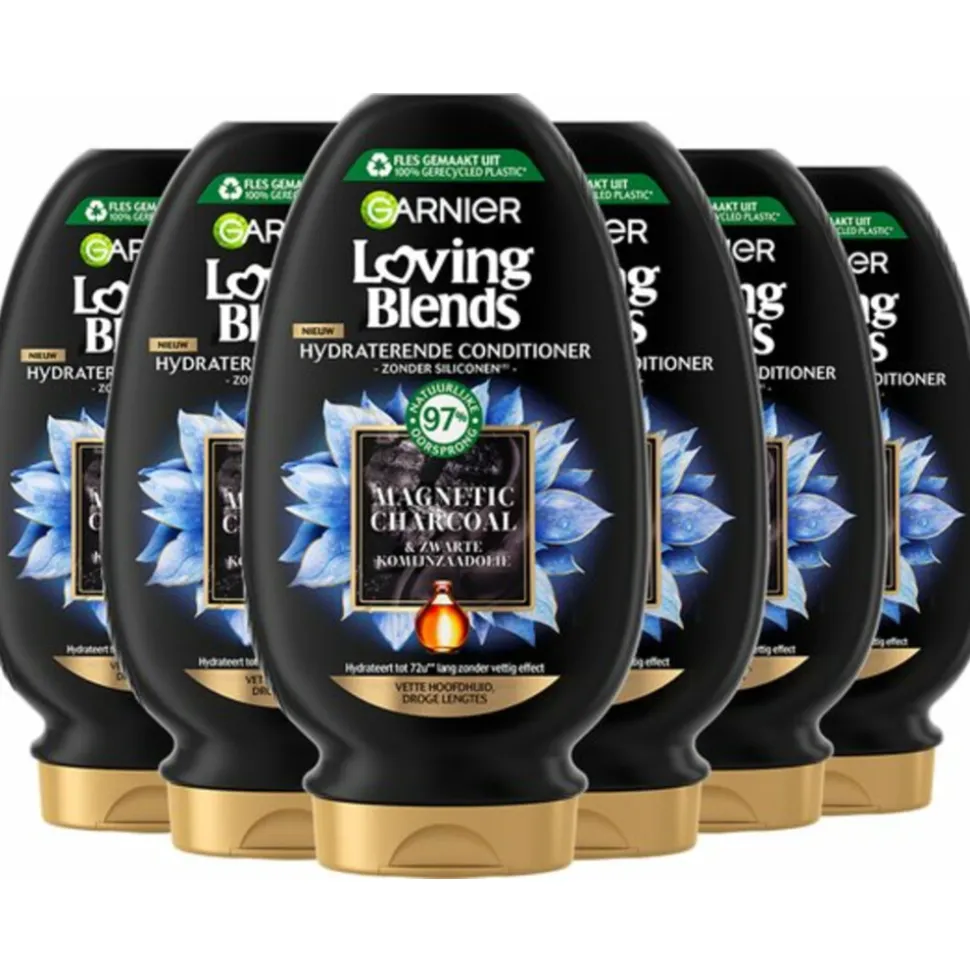 6x Garnier Loving Blends Magnetic Charcoal Conditioner 250 ml