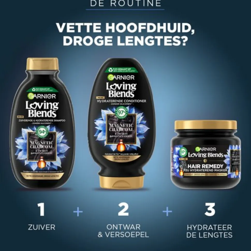 6x Garnier Loving Blends Magnetic Charcoal Conditioner 250 ml
