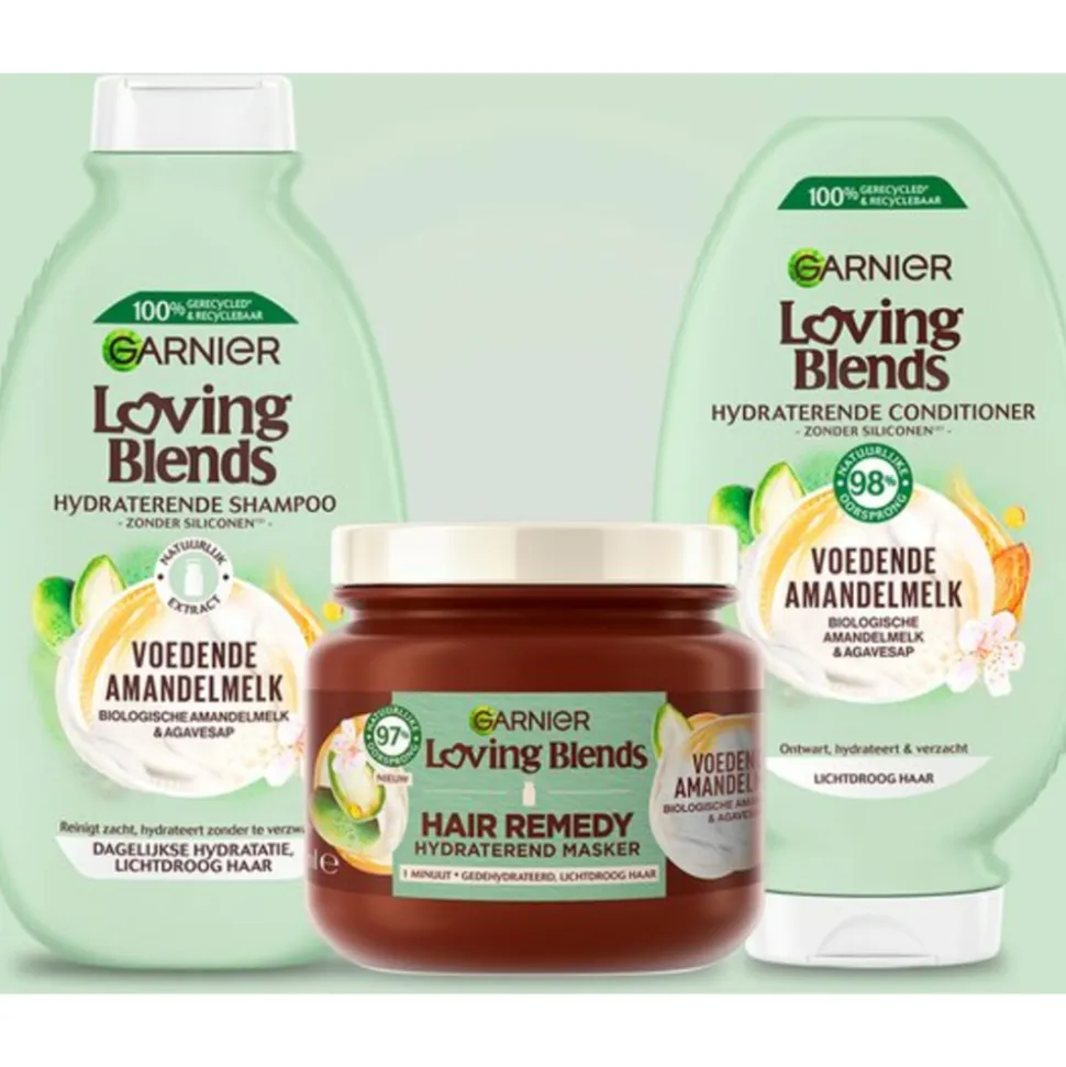 6x Garnier Loving Blends Voedende Amandelmelk Shampoo 300 ml