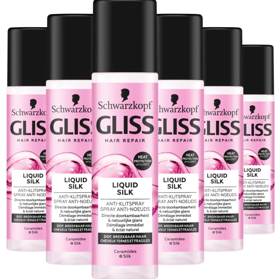 6x Gliss Anti-Klit Spray Liquid Silk 200 ml