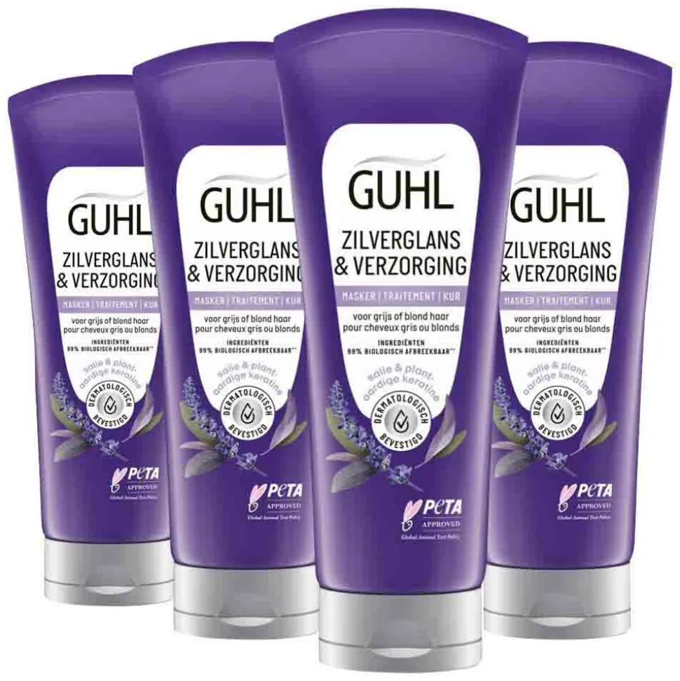 4x Guhl Zilverglans & Verzorging Anti-Geel Haarmasker 200 ml
