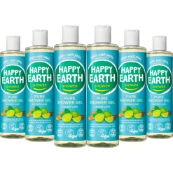 6x Happy Earth 100% Natuurlijke Douchegel Cedar Lime 300 ml