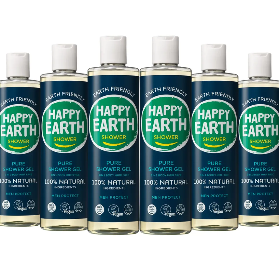 6x Happy Earth 100% Natuurlijke Douchegel Lemon Sandalwood 300 ml