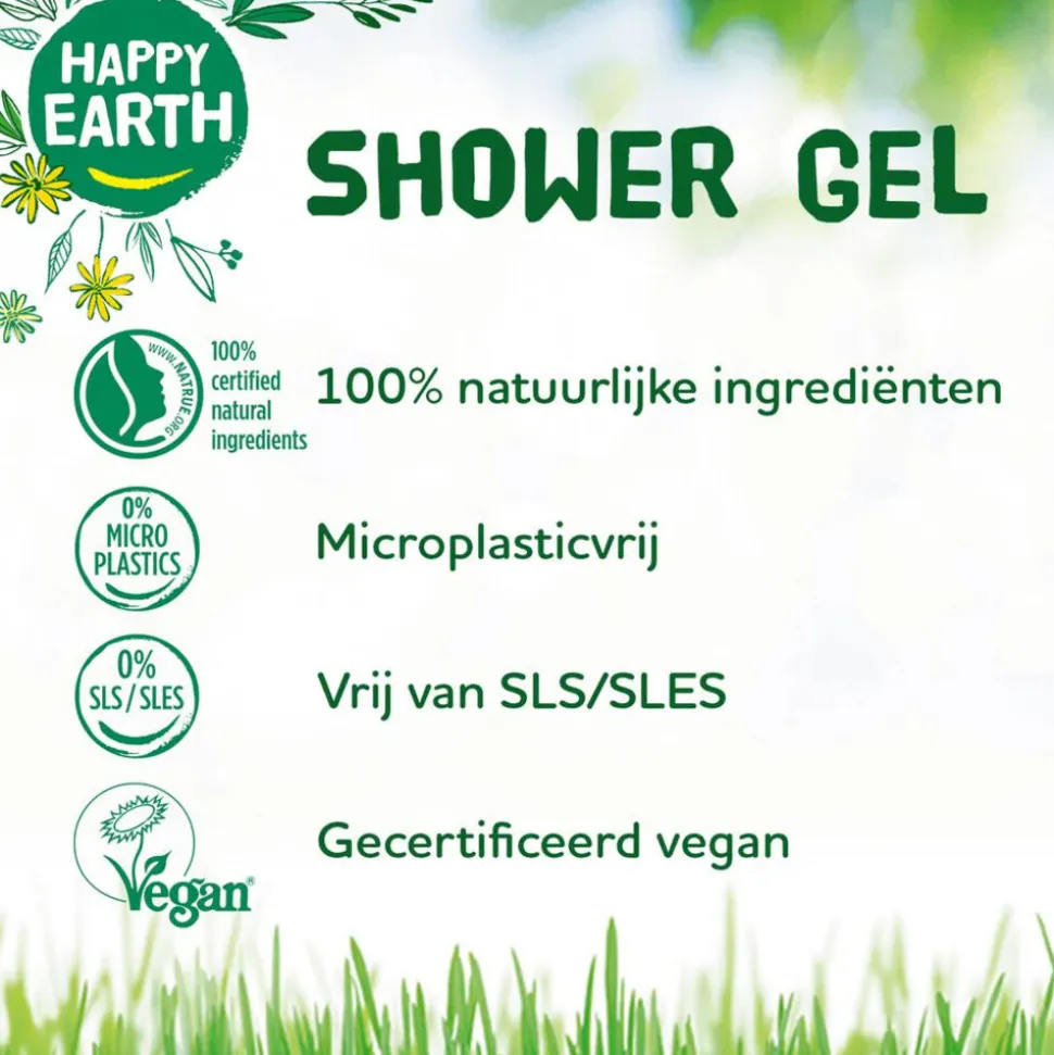 6x Happy Earth 100% Natuurlijke Douchegel Lemon Sandalwood 300 ml