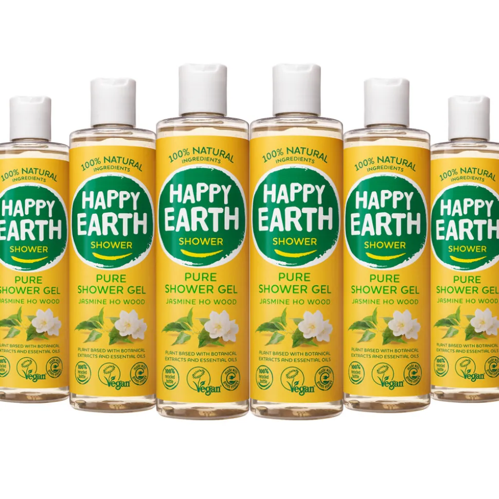 6x Happy Earth 100% Natuurlijke Douchegel Jasmine Ho Wood 300 ml