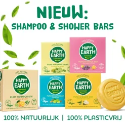 6x Happy Earth 100% Natuurlijke Shower Bar Lavender Ylang 90 gr