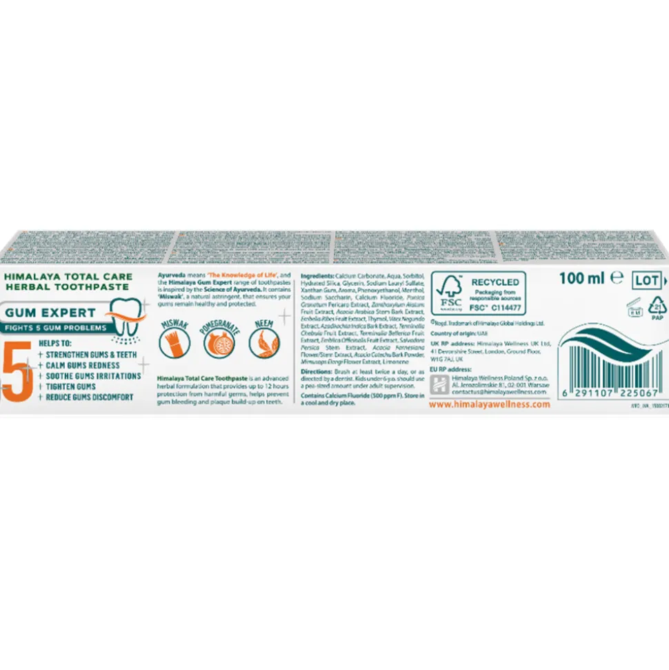 3x Himalaya Herbals Gum Expert Total Care XL Tandpasta 100 ml