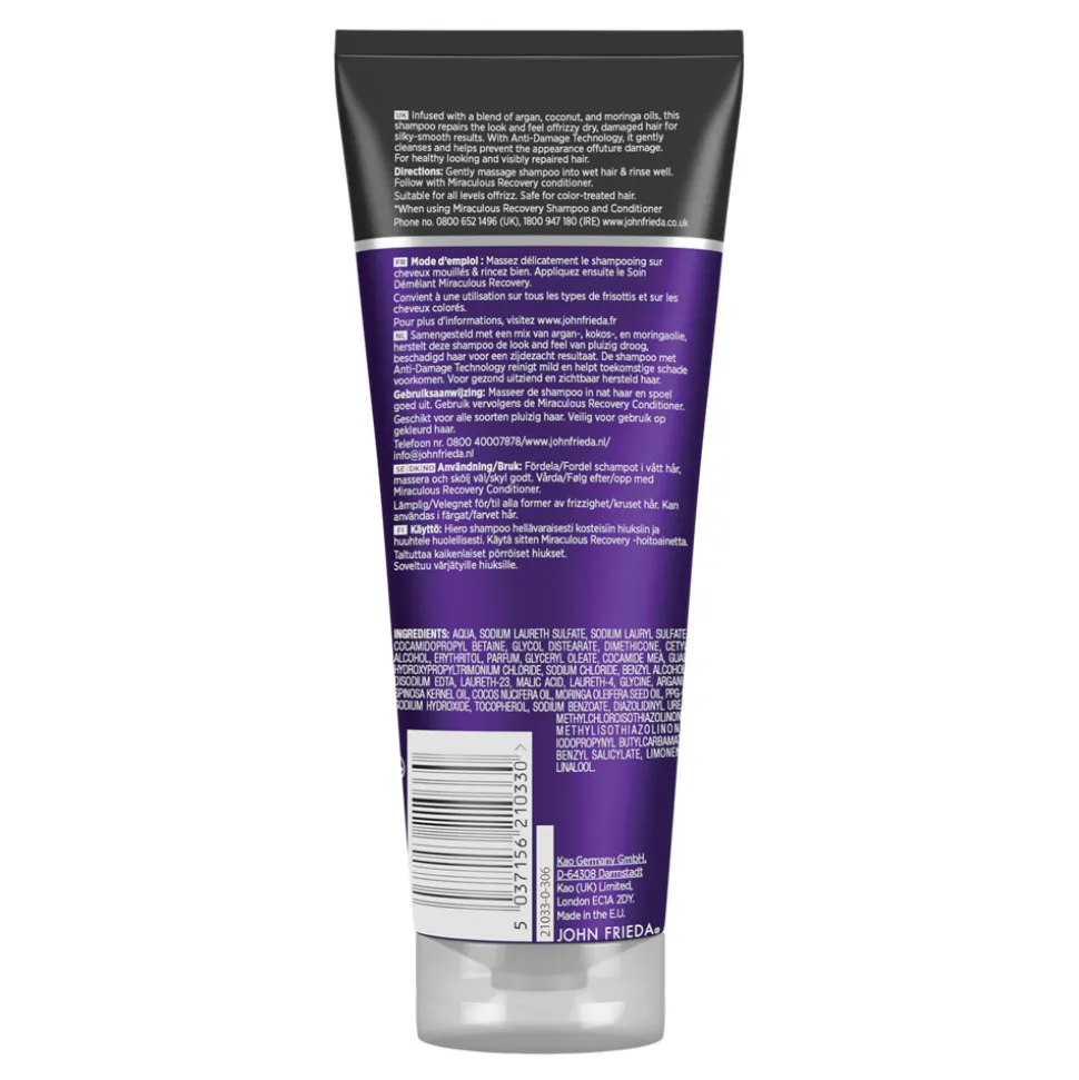 4x John Frieda Frizz Ease Miraculous Recovery Shampoo 250 ml