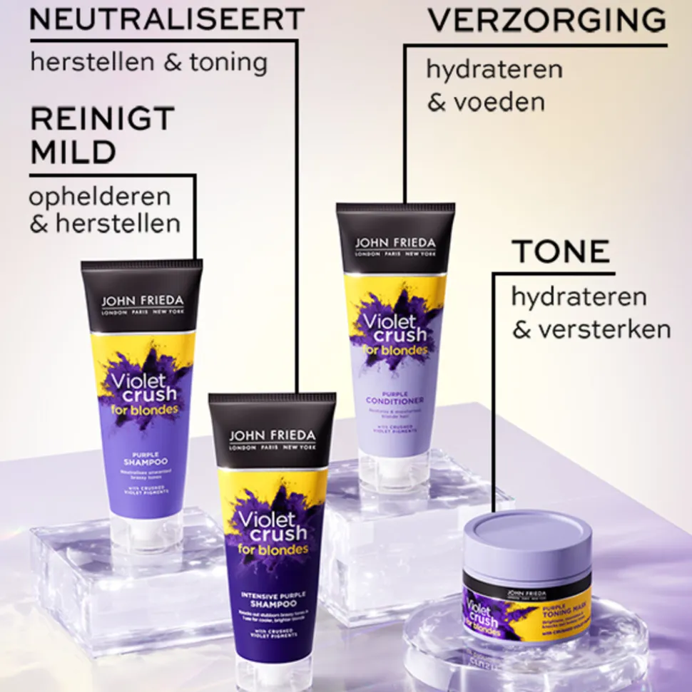 4x John Frieda Violet Crush Shampoo Intense Purple 250 ml