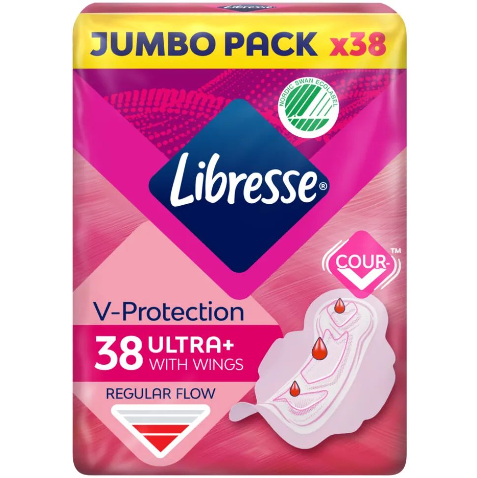 8x Libresse Ultra+ Regular Maandverband met Vleugels Jumbo Pack 38 stuks