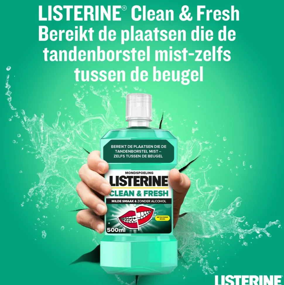 3x Listerine Mondwater Clean & Fresh zonder Alcohol 500 ml