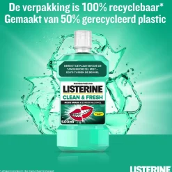 3x Listerine Mondwater Clean & Fresh zonder Alcohol 500 ml