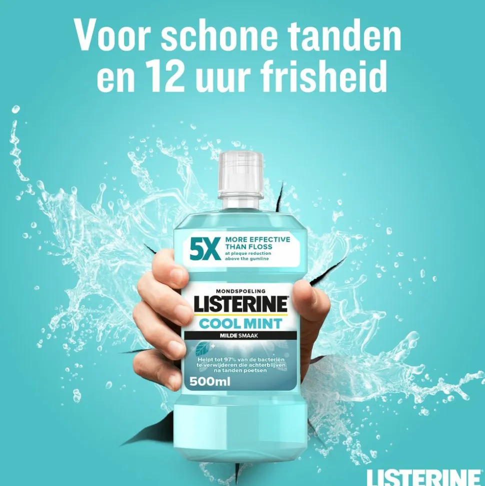 4x Listerine Mondwater Cool Mint Milde Smaak Zonder Alcohol 500 ml