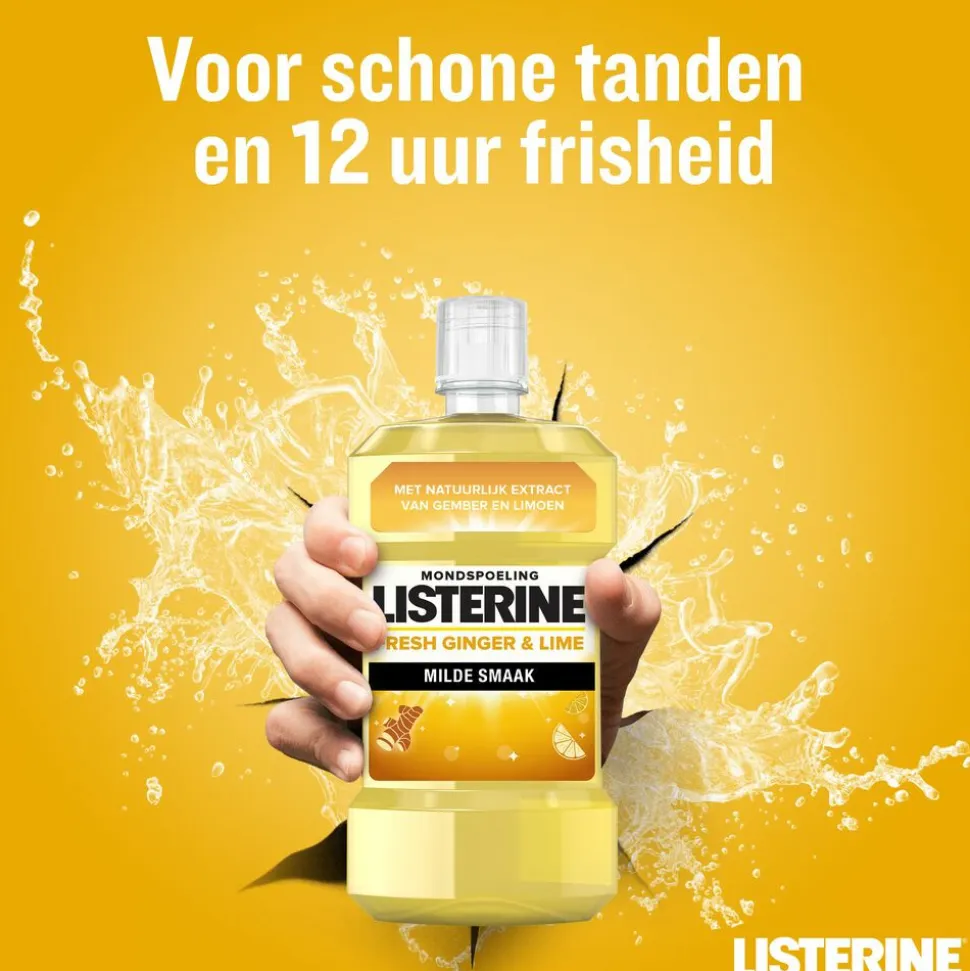 3x Listerine Mondwater Fresh Ginger & Lime 500 ml