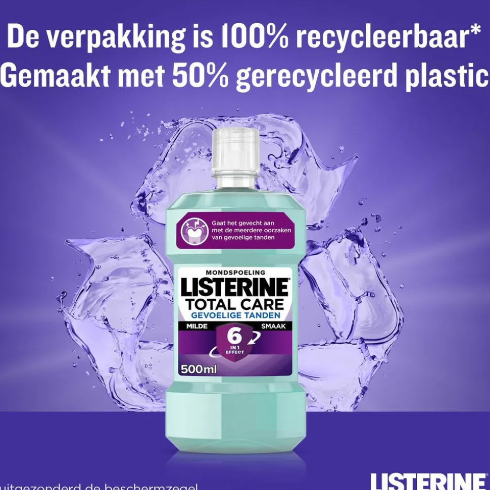 3x Listerine Mondwater Total Care Gevoelige Tanden 500 ml