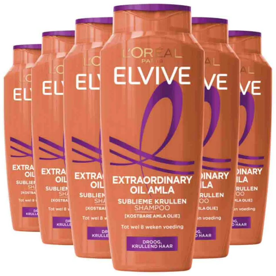 6x L'Oréal Elvive Extraordinary Oil Krulverzorging Shampoo 250 ml