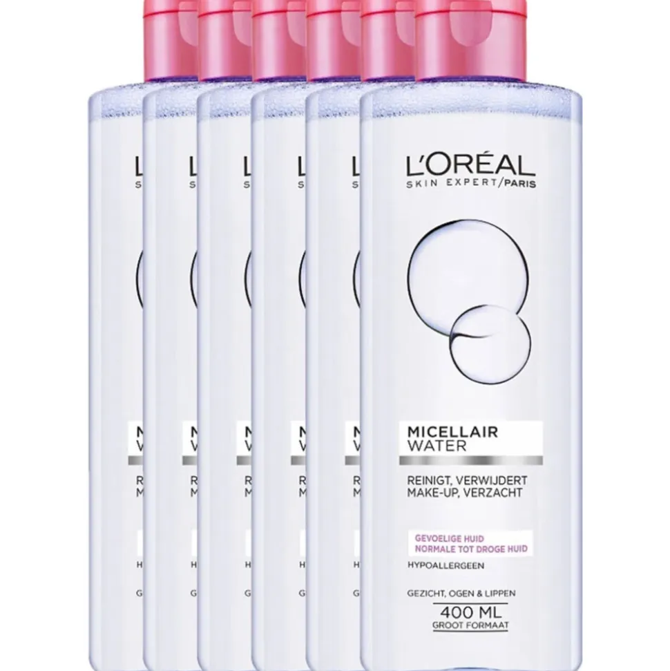 6x L'Oréal Skin Expert Micellair Water Droge en Gevoelige Huid 400 ml