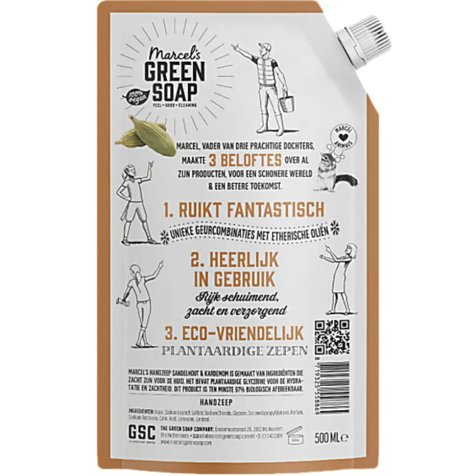 6x Marcel's Green Soap Handzeep Sandelhout & Kardemon Navul Stazak 500 ml
