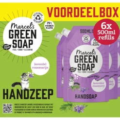 6x Marcel's Green Soap Handzeep Lavendel & Rozemarijn Navul Stazak 500 ml