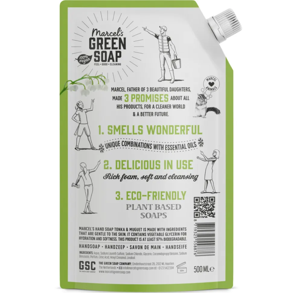 6x Marcel's Green Soap Handzeep Tonka & Muguet Navul Stazak 500 ml